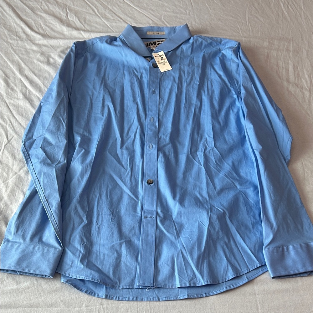 Express 1mx Men's Blue Dress Shirt